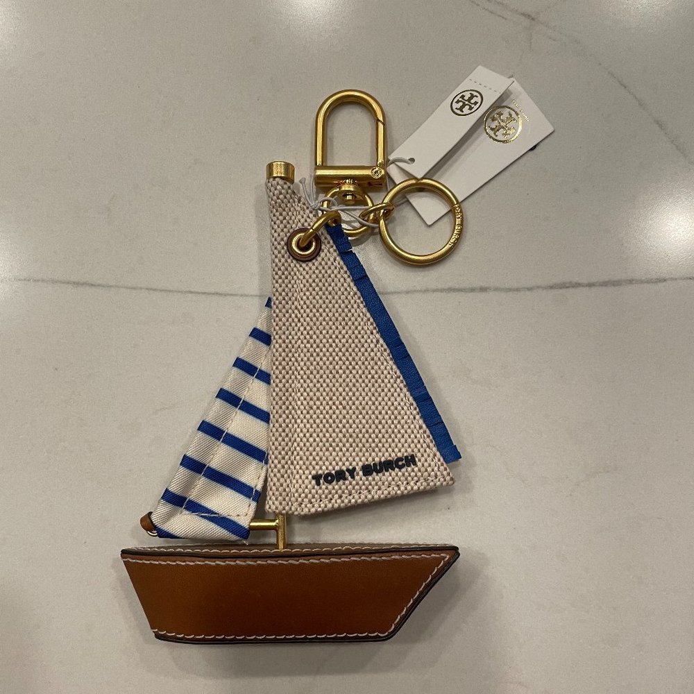 NWT Tory Burch  Multicolor Origami Sail Boat Bag Charm Keychain - Picture 2 of 7